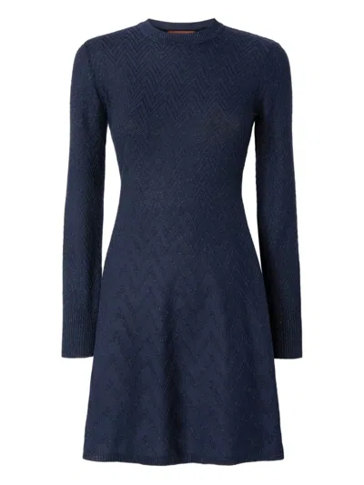 Missoni Zigzag-pattern Mini Dress In Blue
