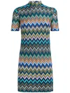 Missoni Women Zig Zag Motif Wool Mini Dress In Blue
