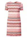 Missoni Minikleid Aus Baumwolle Und Viskose Im Zick-zack In Pink
