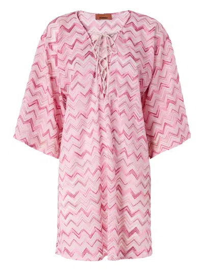 Missoni Zigzag-pattern Mini Dress In Pink