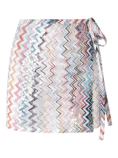 Missoni Zigzag-pattern Mini Skirt In 白色