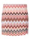 Missoni Zig Zag Cotton And Viscose Mini Skirt With Slit In 粉色