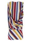 Missoni Zigzag Pattern Peplos Minidress With Draped Front In Multi