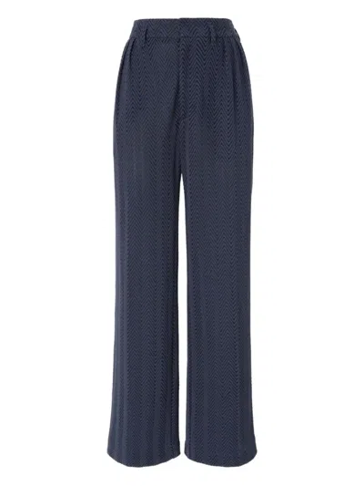 Missoni Zigzag-pattern Pleated Trousers In Blue