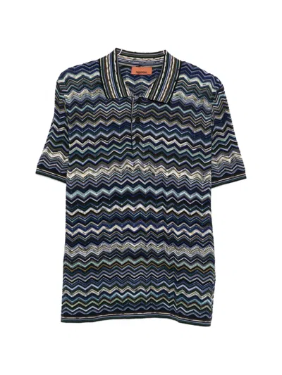 Missoni Zigzag-pattern Polo Shirt In Blue