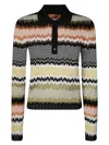 Missoni Long Sleeve Polo With Revisited Chevron Pattern In Black