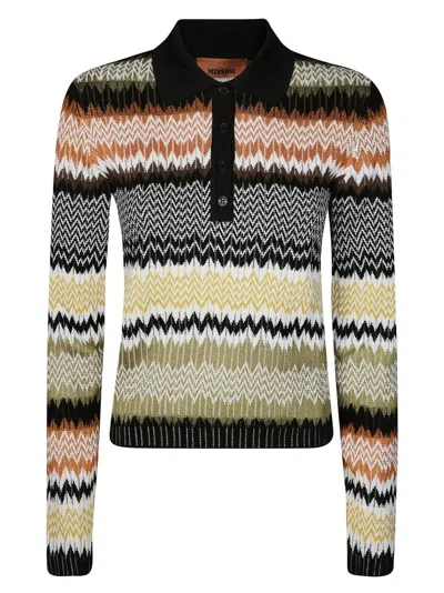 MISSONI ZIGZAG PATTERN POLO SWEATER