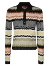 Missoni Long Sleeve Polo With Revisited Chevron Pattern In Multi