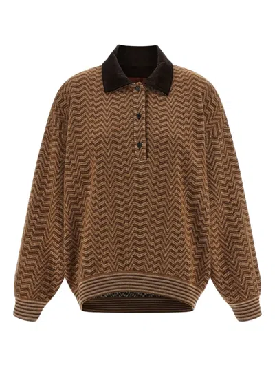MISSONI ZIGZAG-PATTERN POLO TOP