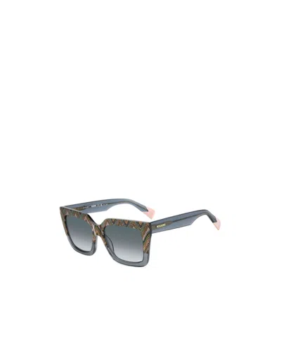 Missoni Zigzag-pattern Rectangle-frame Sunglasses In Gray