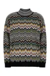 Missoni Oversized High-neck Sweater With Chevron Pattern In Black