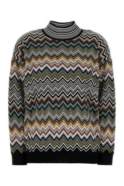 Missoni Oversized High-neck Sweater With Chevron Pattern In Multi