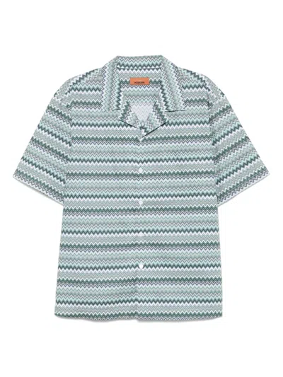 Missoni Short Sleeve Shirt Zigzag Pattern In Green