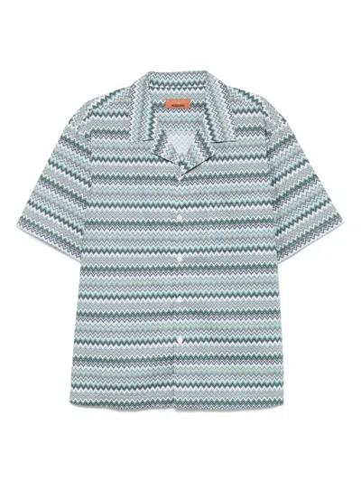Missoni Short Sleeve Shirt Zigzag Pattern In Green