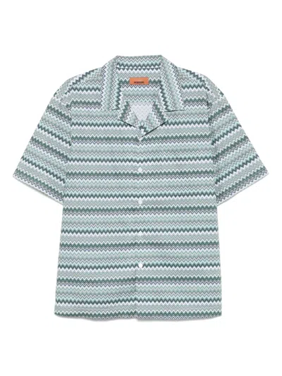 Missoni Short Sleeve Shirt Zigzag Pattern In Green