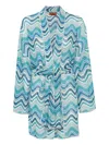 Missoni Zigzag Pattern Short Cover-up In Blue