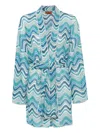 Missoni Zigzag Pattern Short Cover-up In Blue