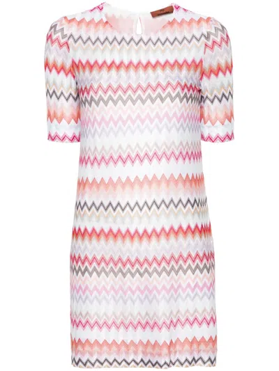 Missoni Short Dress With Zigzag Pattern In Pink