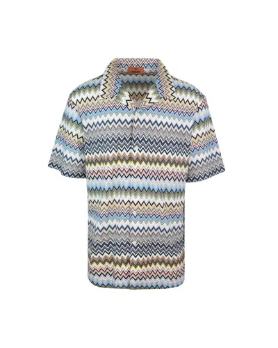 Missoni Zigzag Stripe Knit Camp Shirt In Multi