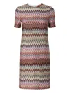 Missoni Half-sleeved Dress In Zigzag Viscose Blend In Brown