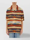 Missoni Zigzag Pattern Short Sleeves Spread Collar In Orange