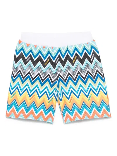 Missoni Babies' Zigzag-pattern Shorts In Blue