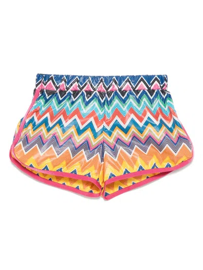 Missoni Kids' Zigzag-pattern Shorts In Pink