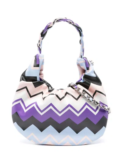 Missoni Kids' Zigzag-pattern Shoulder Bag In Blue