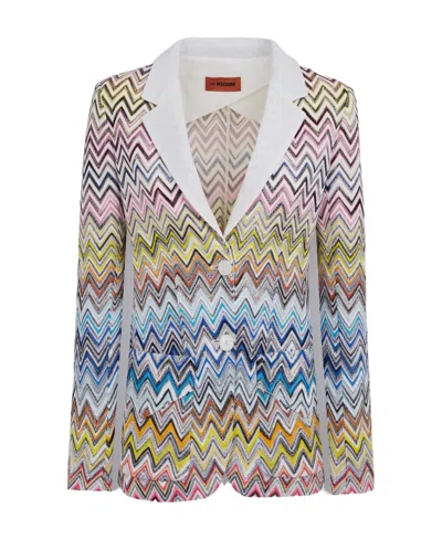 Missoni Zigzag-pattern Single-breasted Blazer In Multicolor