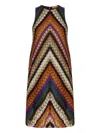 Missoni Crew Neck Mini Dress In Perforated Tulle Lace In Multi