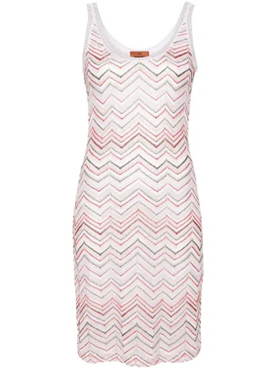 Missoni Zigzag Pattern Sleeveless Short Dress In Pink