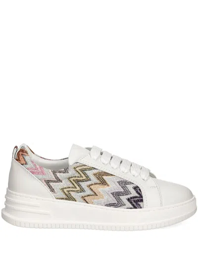Missoni Zigzag-pattern Sneakers In White