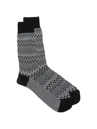 Missoni Zigzag-pattern Socks In Gray
