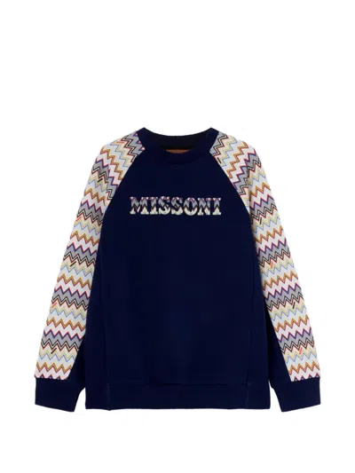 Missoni Kids' Zigzag-pattern Sweatshirt In Blue