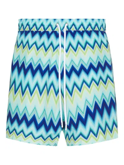 Missoni Zigzag-pattern Swim Short In Blue