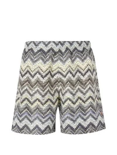 Missoni Zigzag-pattern Swim Shorts In Gray