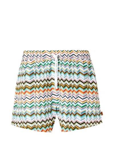 Missoni Irregular Zigzag Print Mid-length Swim Shorts In Multi