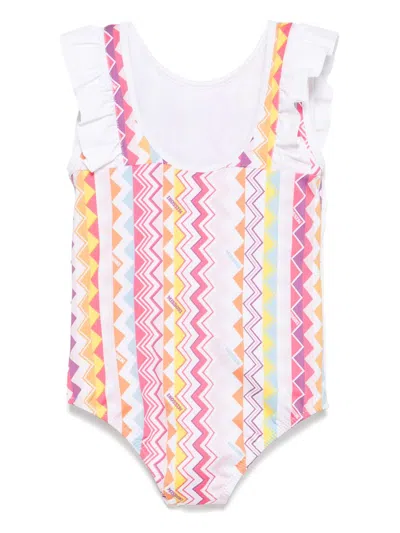 Missoni Babies' Zigzag-pattern Swimsuit In Pink