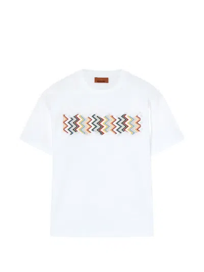 Missoni Kids' Zigzag-pattern T-shirt In Blue