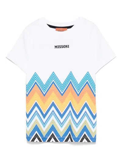 Missoni Kids' Zigzag-pattern T-shirt In White