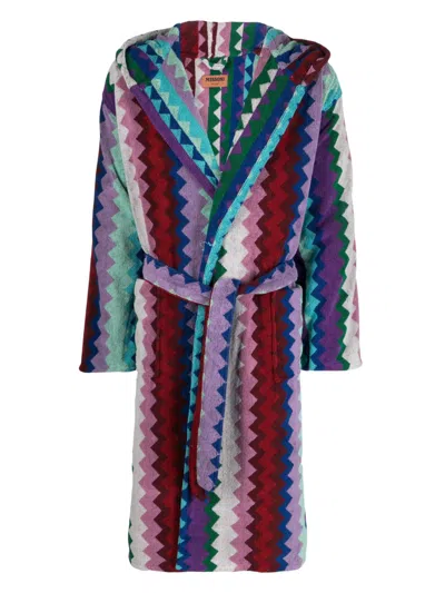 Missoni Zigzag-pattern Terry-cloth Bathrobe In Multicolor