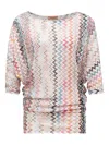 Missoni Zigzag-pattern Three-quarter-sleeve Top In Multi