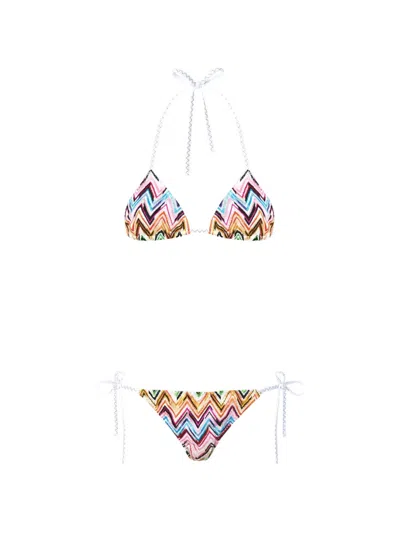 Missoni Zigzag-pattern Tie Bikini Set In Multi