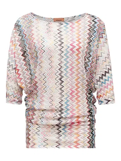 MISSONI ZIGZAG PATTERN TOP WITH GATHERED DETAILING