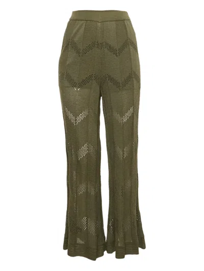 Pre-owned Missoni Zigzag-pattern Trousers In Green