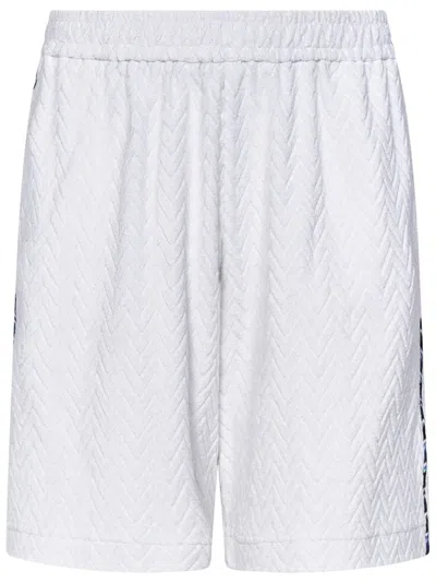 Missoni Zigzag Pattern White Terry Shorts With Contrasting Piping