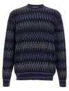 Missoni Zigzag Pattern Wool Sweater With Crew Neck In Multi