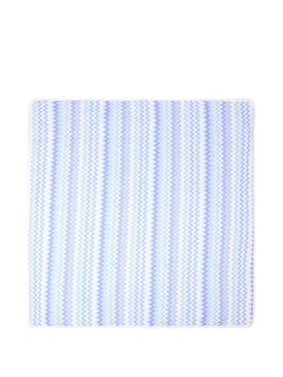 Missoni Zigzag-patterned Blanket In Blue