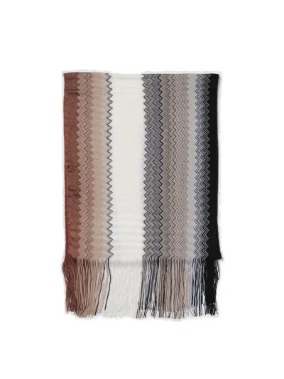 Missoni Zigzag Patterned Fringed Scarf In Multi