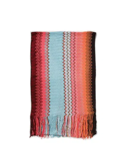 Missoni Zigzag Patterned Fringed Scarf In Multi